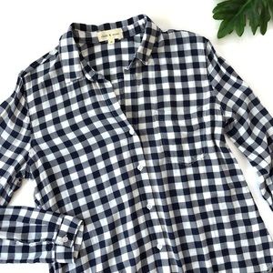 Cloth & Stone • Navy & white checkered button up